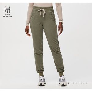 FIGS High Waisted Tatu Slim Scrub Pants - Heater Olive